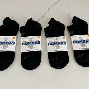 4 Pair BOMBAS Mens Womens Black Ankle Tennis Socks Arch Support Be Better LARGE